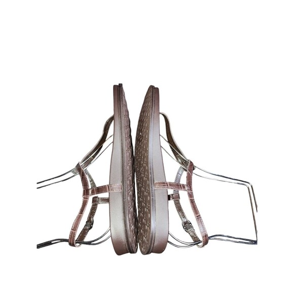 Sam Edelman Naomi Brown Croc Embossed T-Strap & Molded Footbed Sandals Size 9.5 - Picture 5 of 10